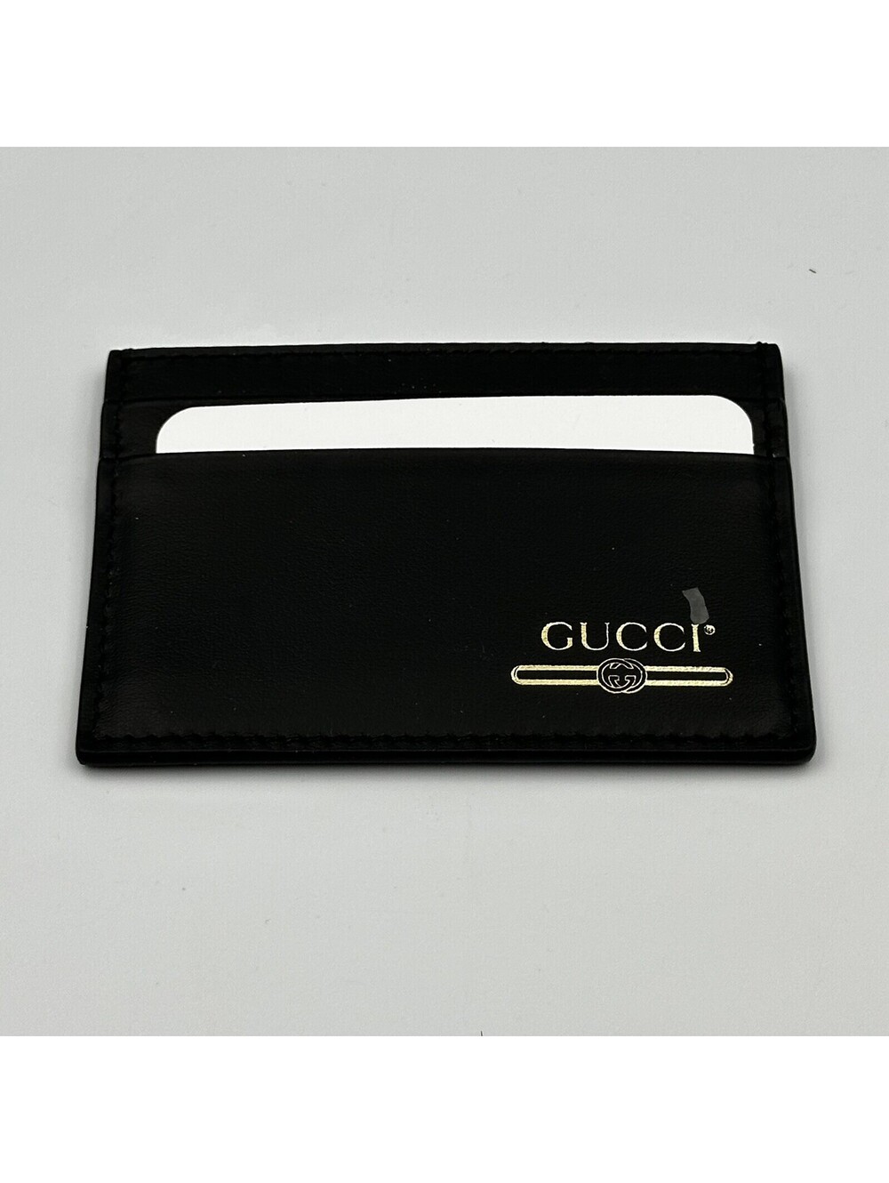 Authentic GUCCI Plutone Calfskin Logo Card Holder Black Brand New